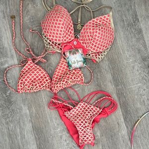 Gold fire coral bathing suit